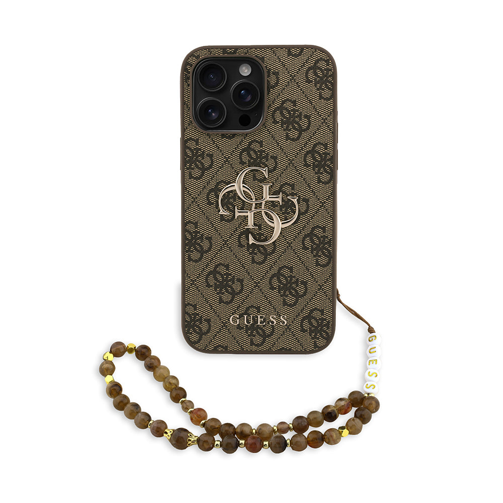 Guess iPhone 14 Pro Max Orjinal Lisanslı PU Deri Bilek Askı İpli Metal Büyük 4G ve Yazı Logolu Kılıf Guess iPhone 14 Pro Max Orjinal Lisanslı PU Deri Bilek Askı İpli Metal Büyük 4G ve Yazı Logolu Kılıf